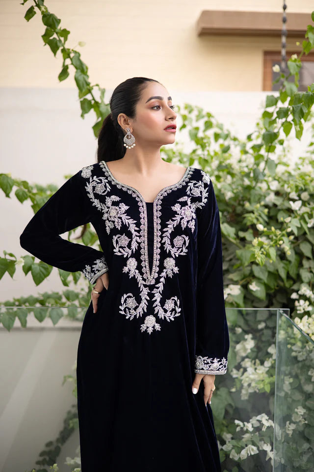 HUMAYUN ALAMGIR (WOMENWEAR) - Blue Verte Caftan