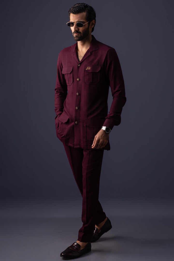 HUMAYUN ALAMGIR (MENSWEAR) - Maroon Nawabi