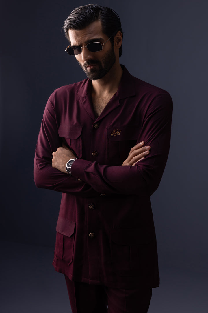 HUMAYUN ALAMGIR (MENSWEAR) - Maroon Nawabi