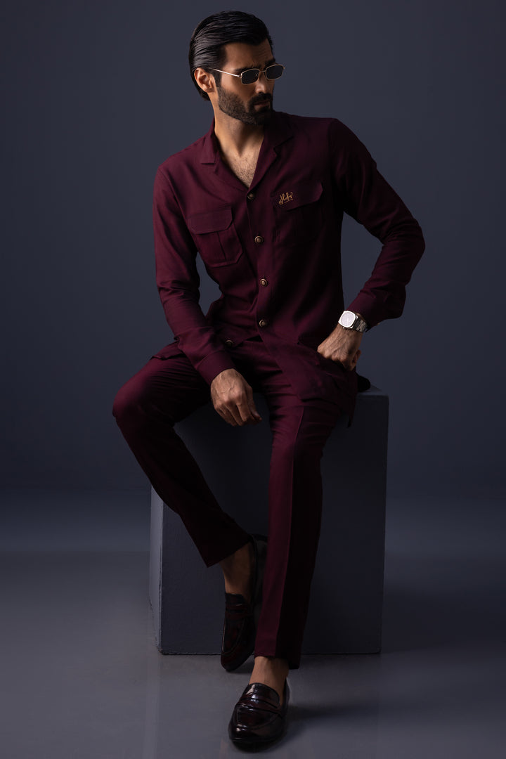 HUMAYUN ALAMGIR (MENSWEAR) - Maroon Nawabi