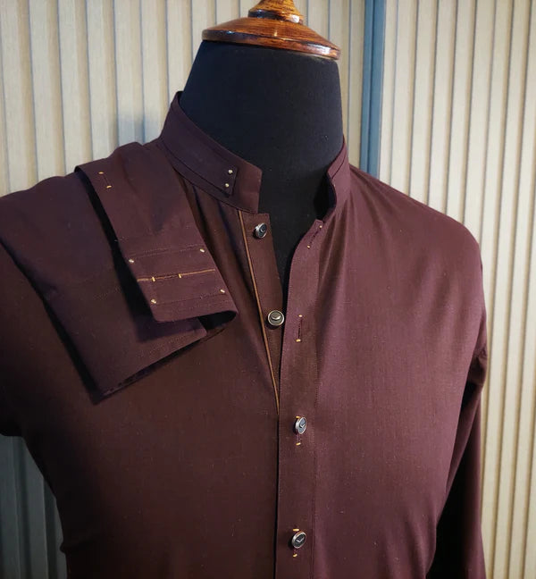 KUNZUL CHANNAR & MENSWEAR - Maroon Plain