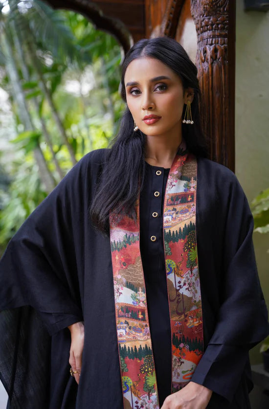 Manto - Bagh-e-Mughal Cape - Black & Rust