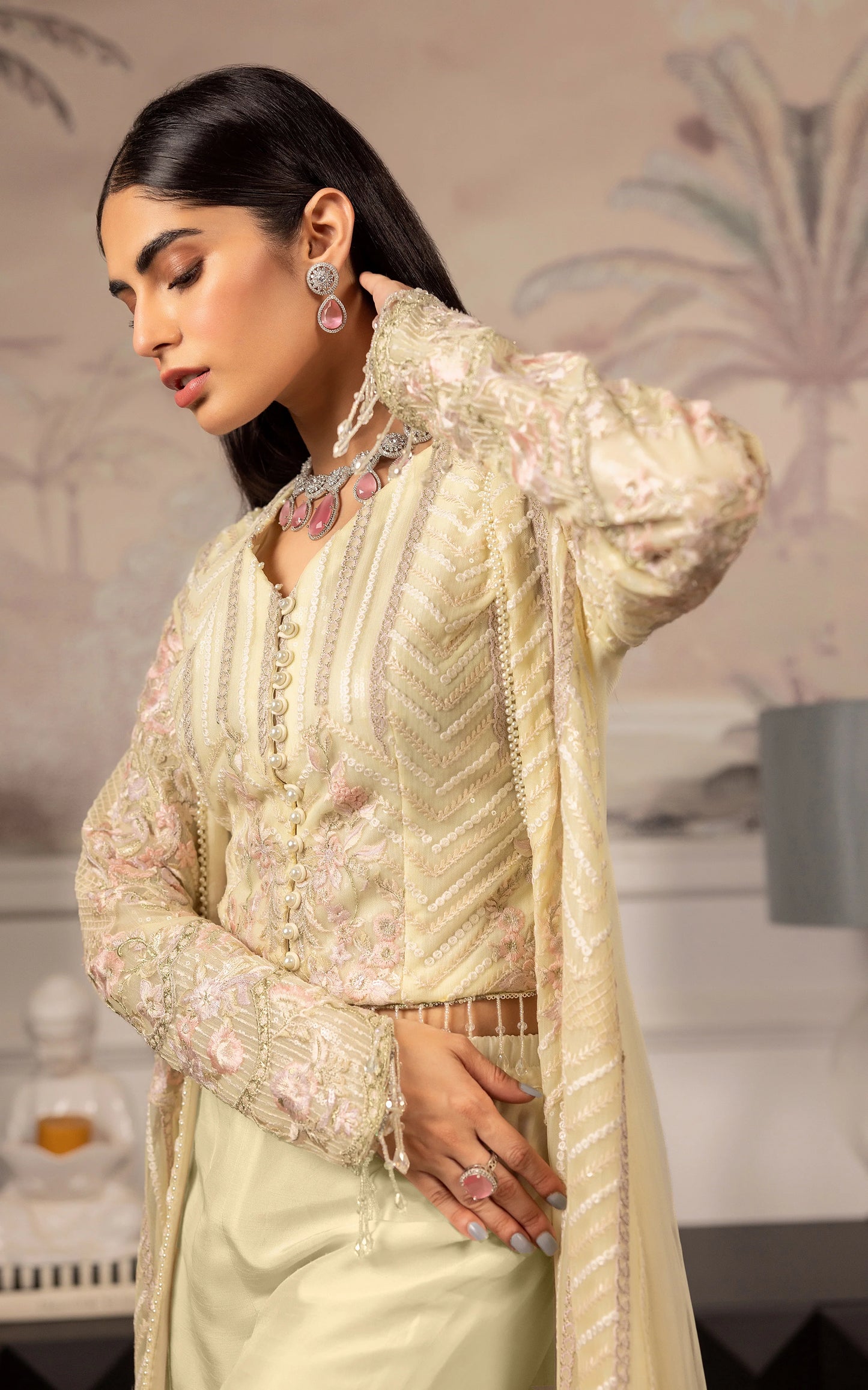 THREADS AND MOTIFS - Net Embroidery Jacket