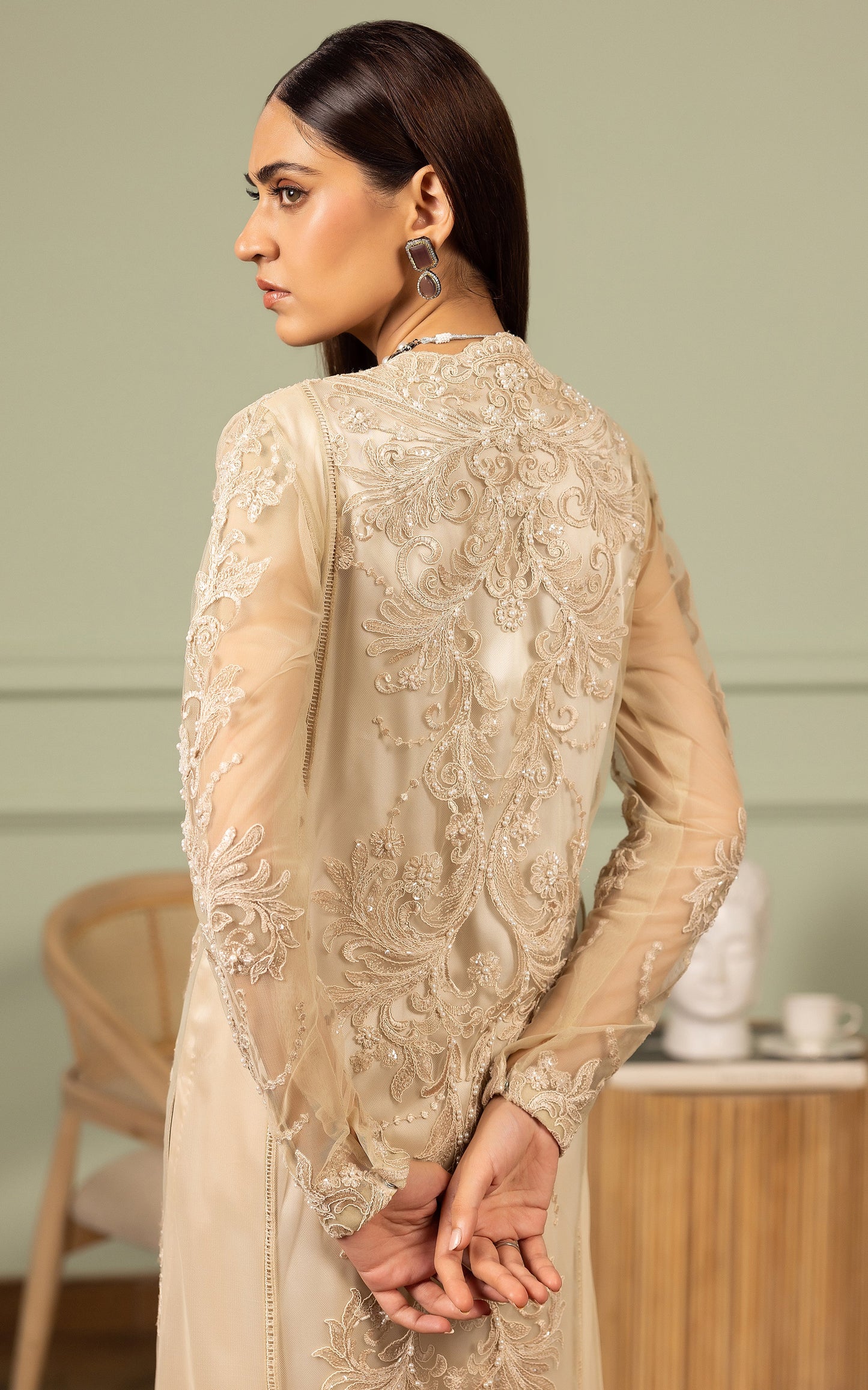 THREADS AND MOTIFS - Net Embroidered Jacket