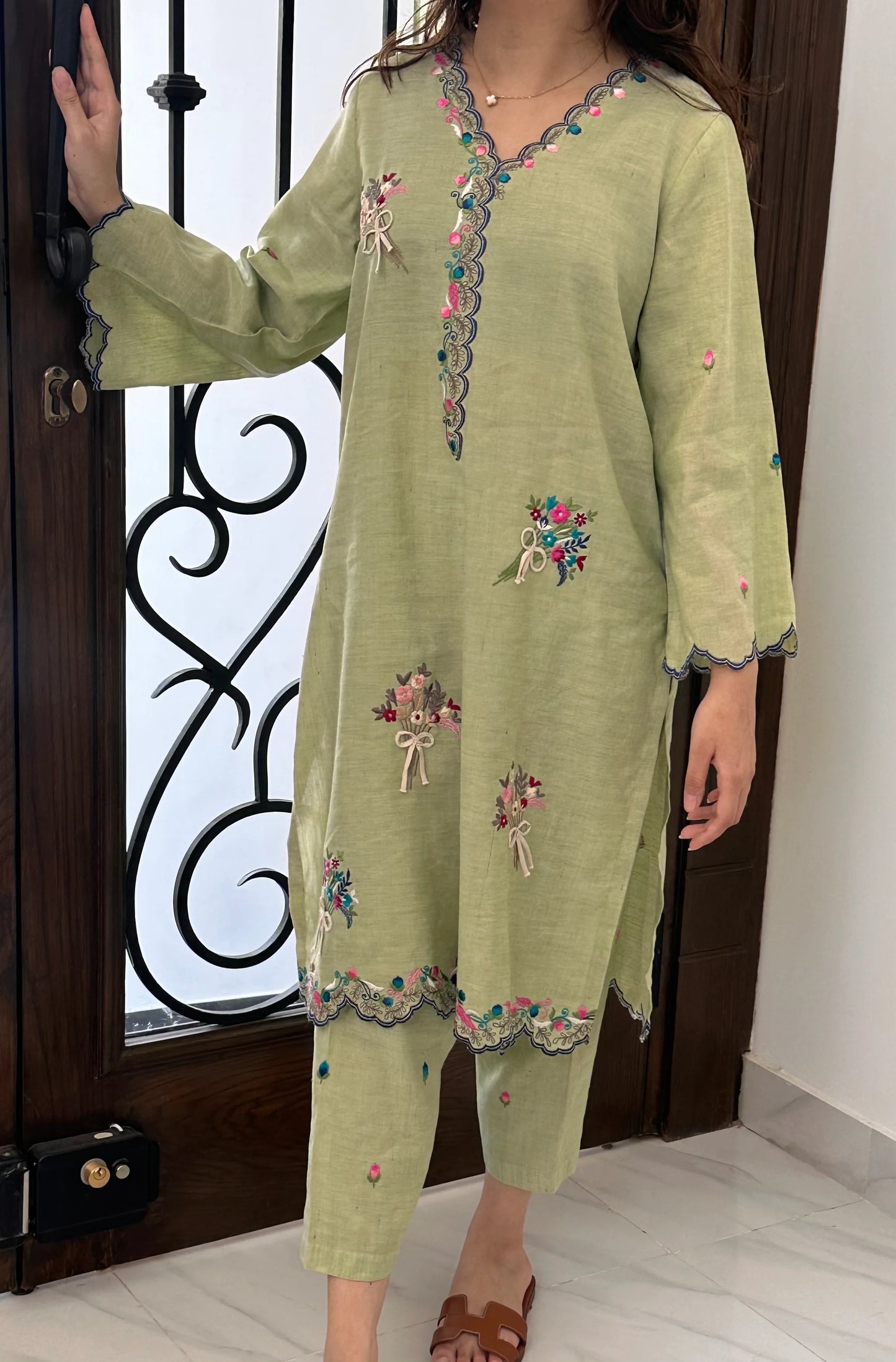 Wajeeha Ansari - Light Green Emb