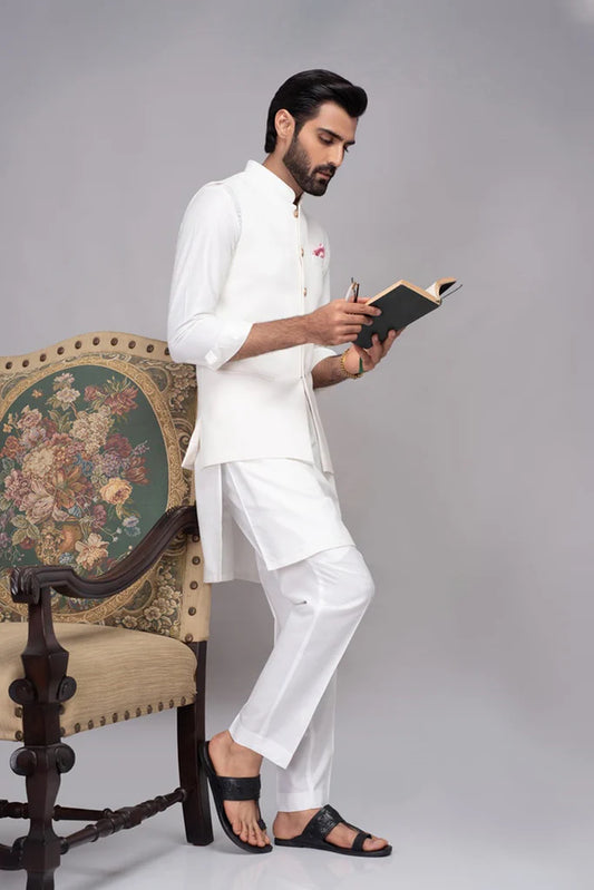 HUMAYUN ALAMGIR (MENSWEAR) - White Waist Coat