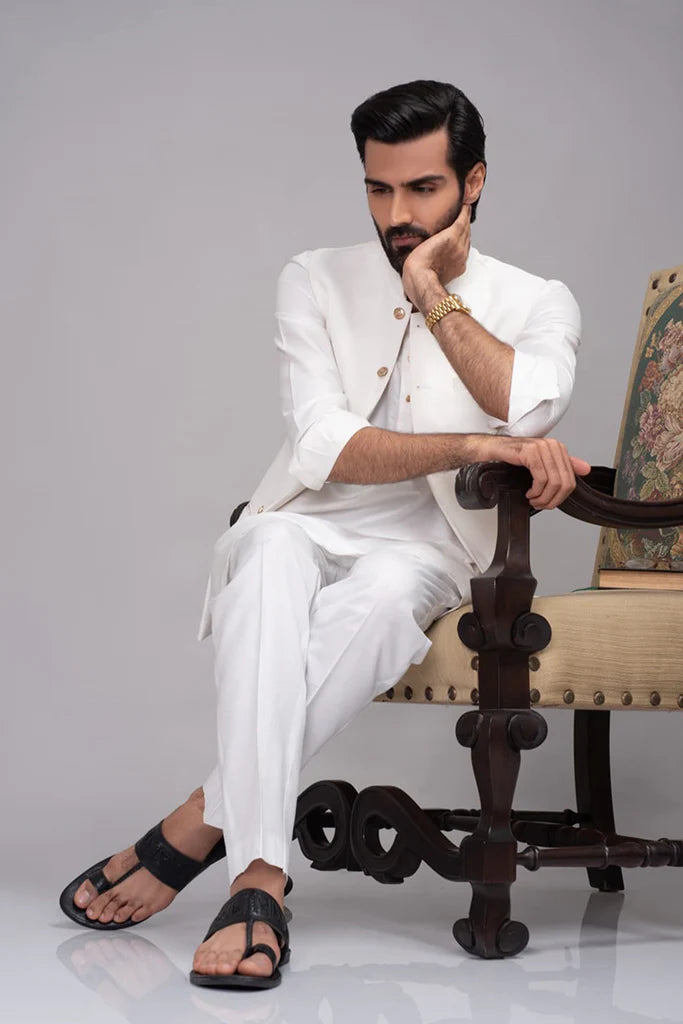 HUMAYUN ALAMGIR (MENSWEAR) - White Waist Coat