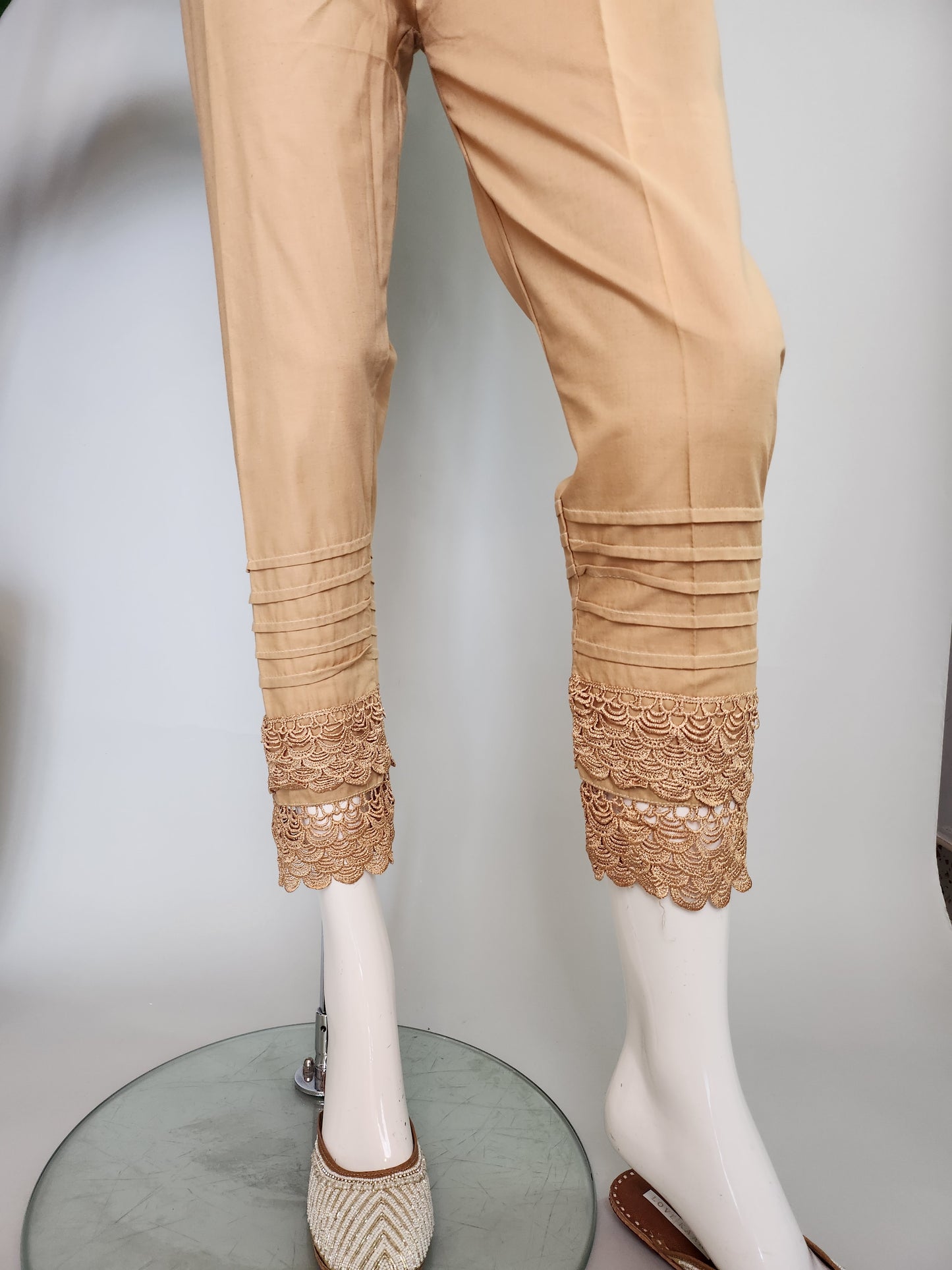 SABEEN MANEKIA - Beige Cotton with Lace Pant