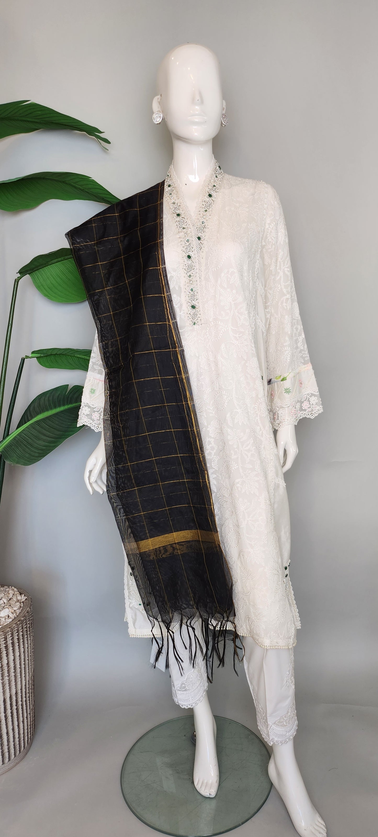 SABEEN MANEKIA  - Black Gold Net Dupatta