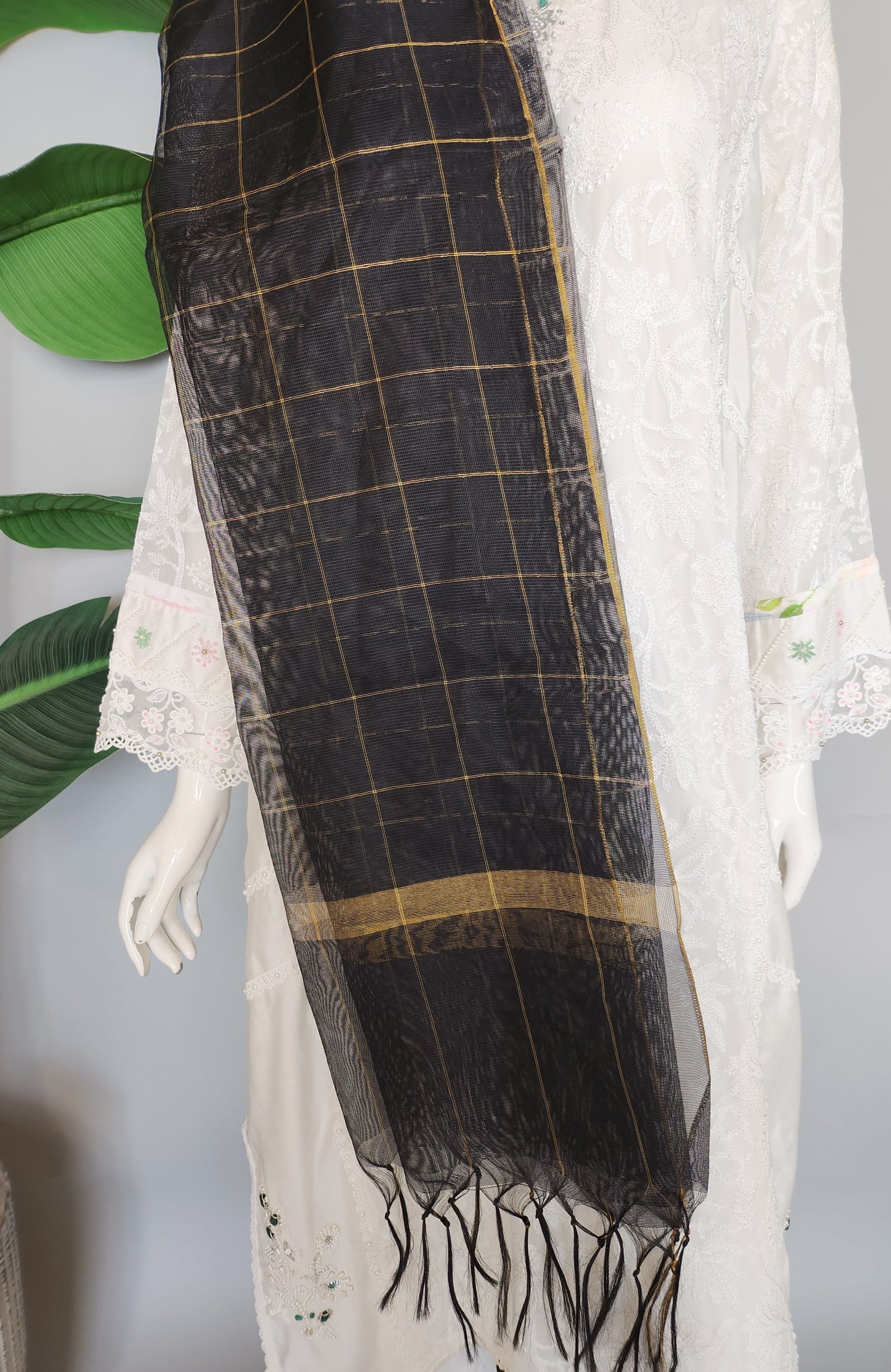 SABEEN MANEKIA  - Black Gold Net Dupatta