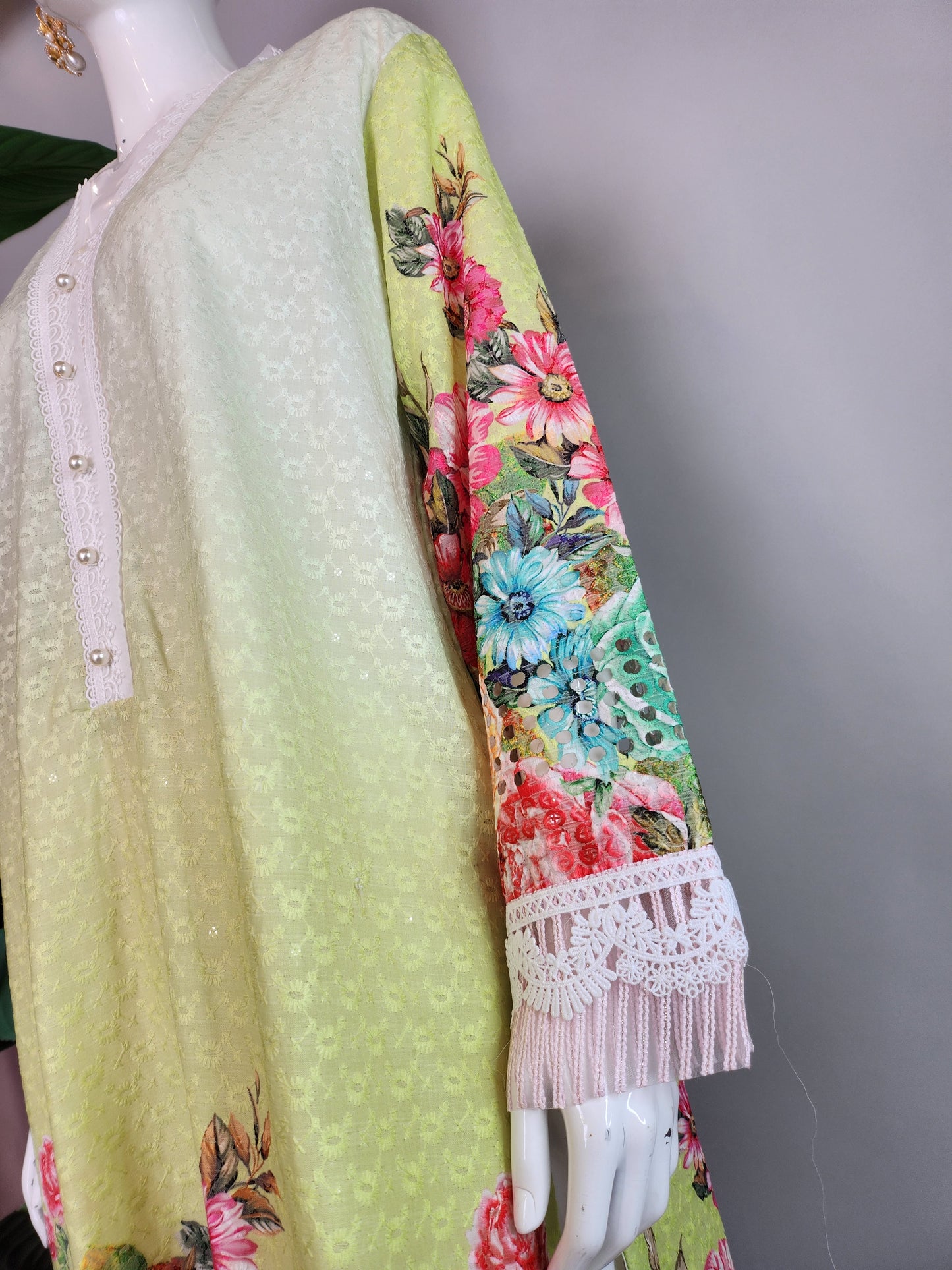 SADAF AHMAD - Neon Green Shaded Kurta