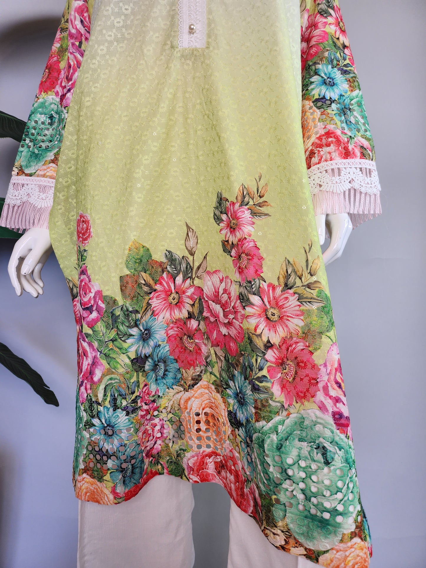 SADAF AHMAD - Neon Green Shaded Kurta