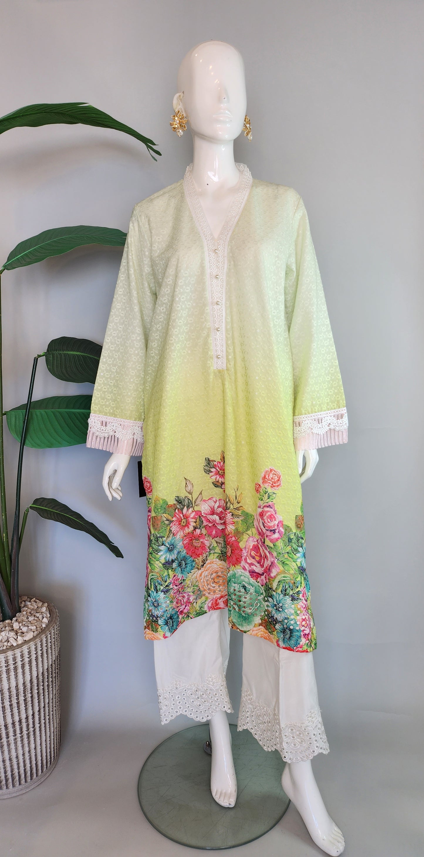 SADAF AHMAD - Light Green Shaded Kurta