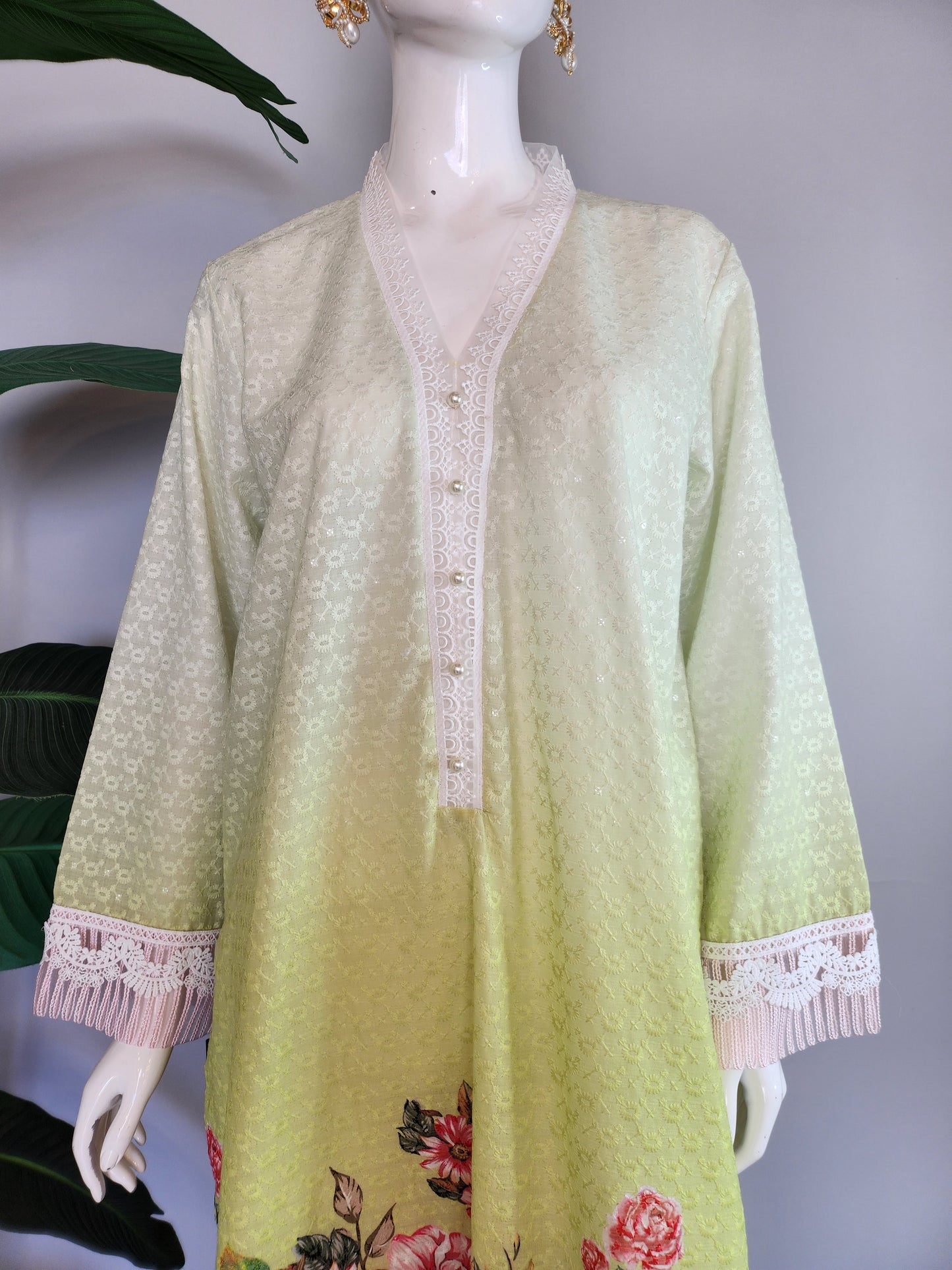 SADAF AHMAD - Light Green Shaded Kurta