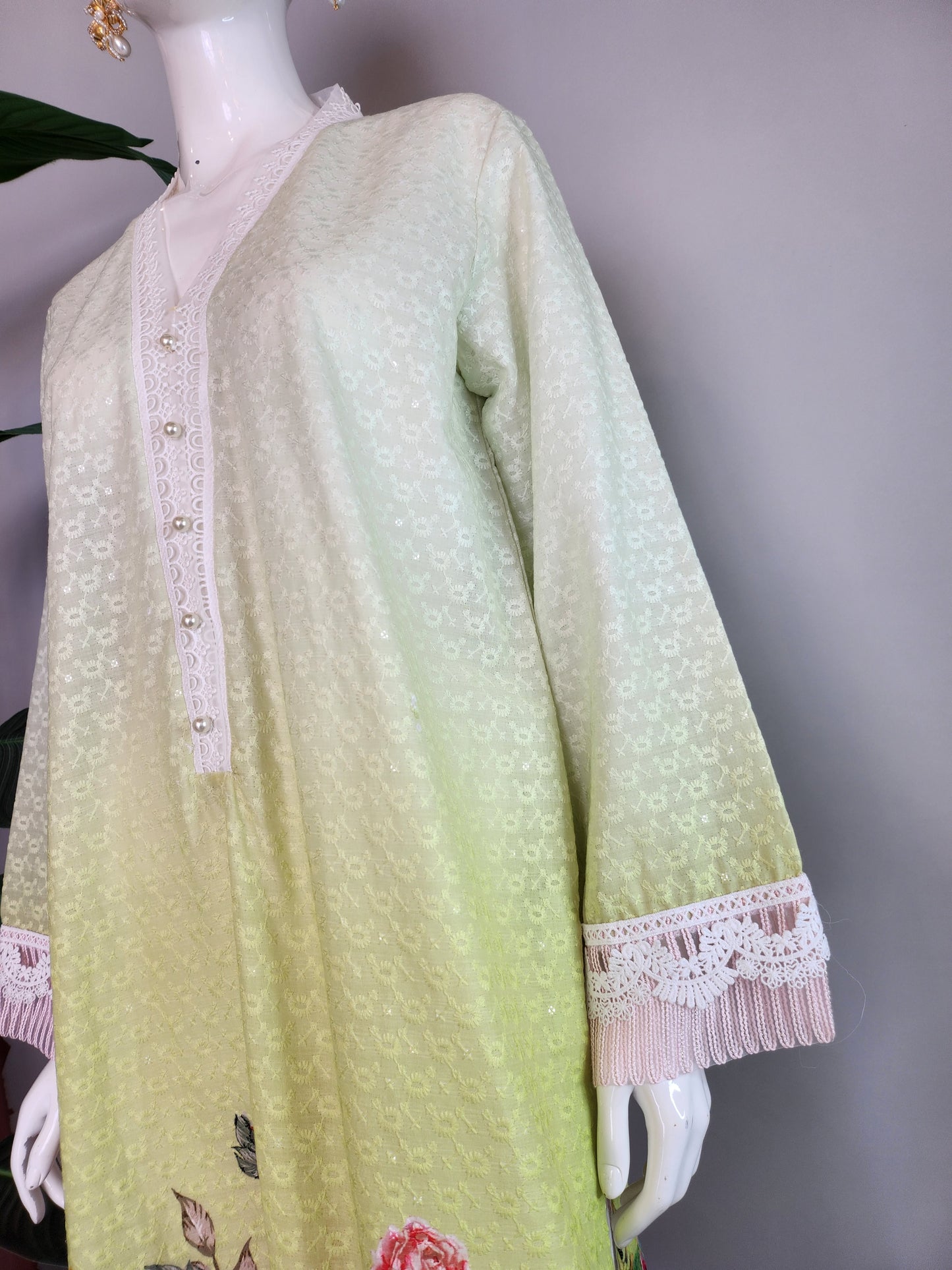 SADAF AHMAD - Light Green Shaded Kurta