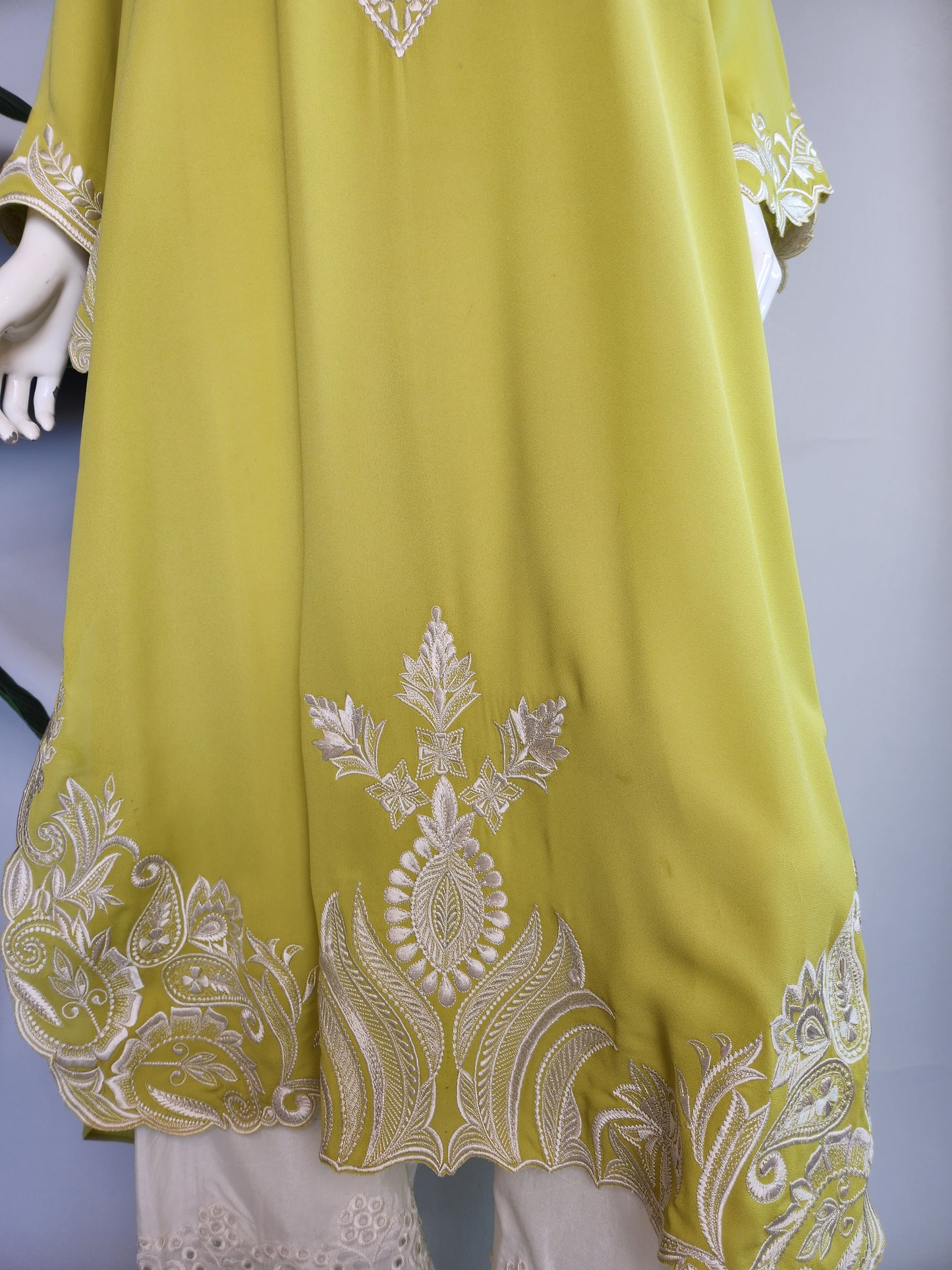 SADAF AHMAD - Lime Green Embroidered Kurta with mirror work