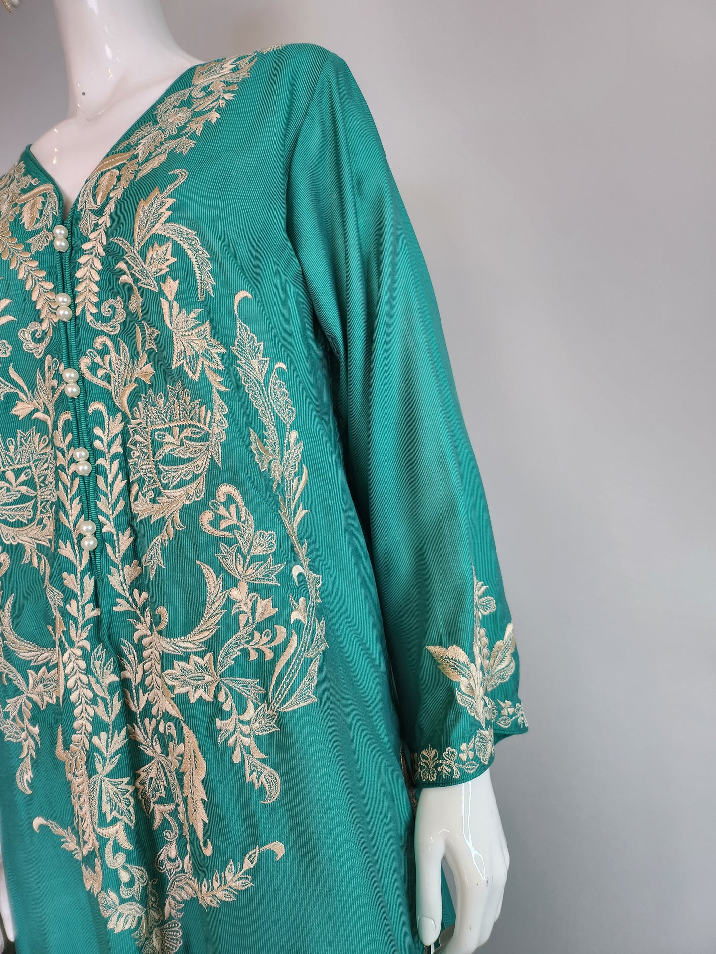 SADAF AHMAD - Green with beige embroidery Kurta