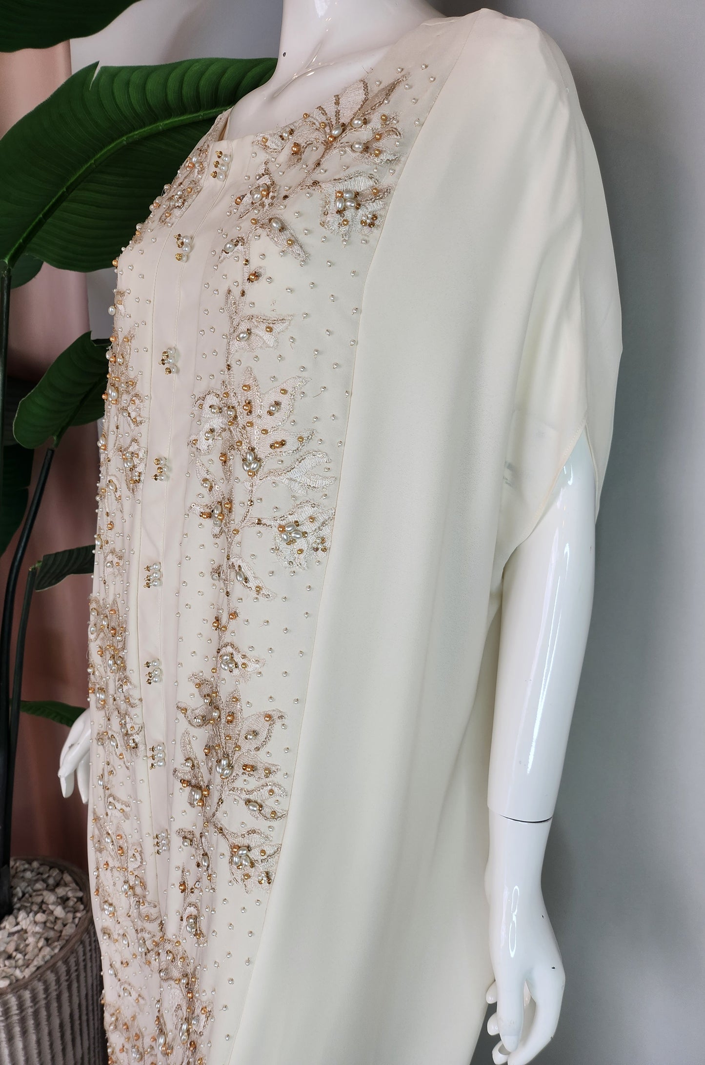 SABEEN MANEKIA - Offwhite Cape Georgette