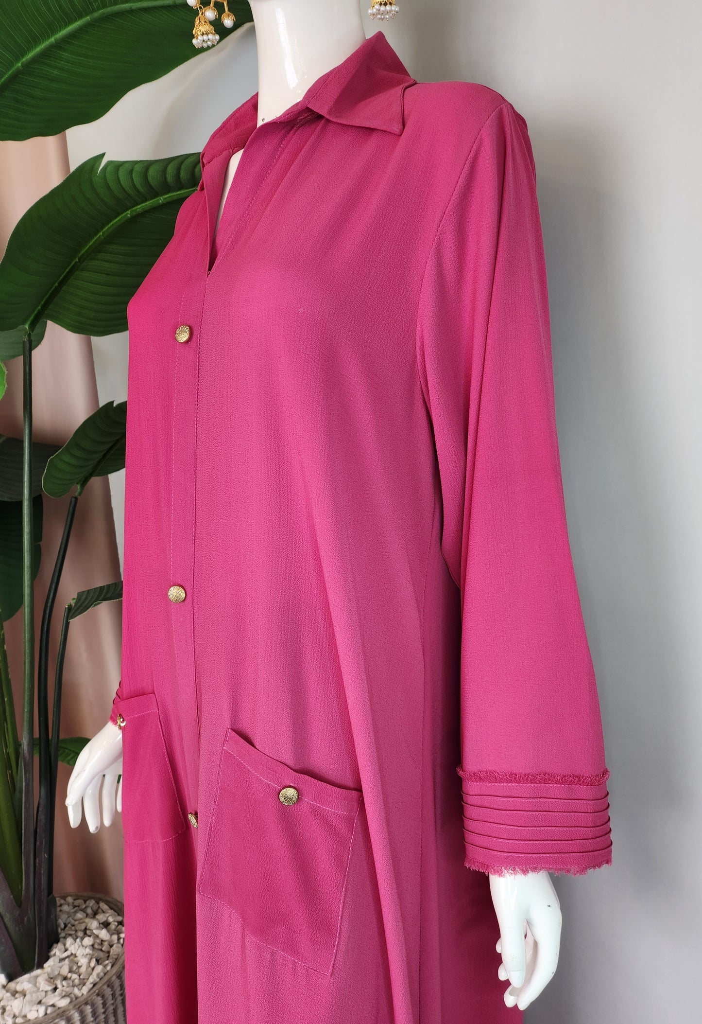 AMBREEN FARRUKH - Pink Georgette long Coord Set