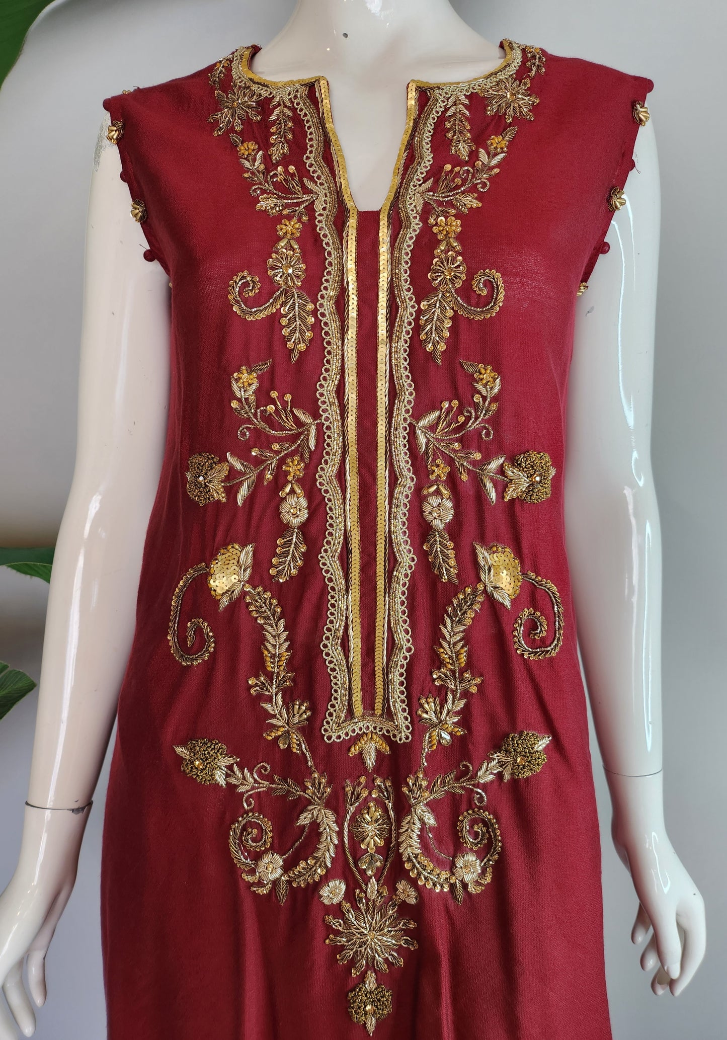 HUMAYUN ALAMGIR (WOMENWEAR) - Maroon Red Sleeveless