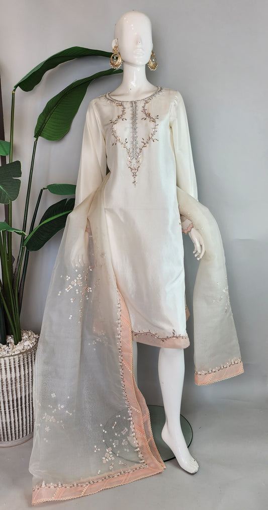 SUMAIRA KHANANI - White Raw silk