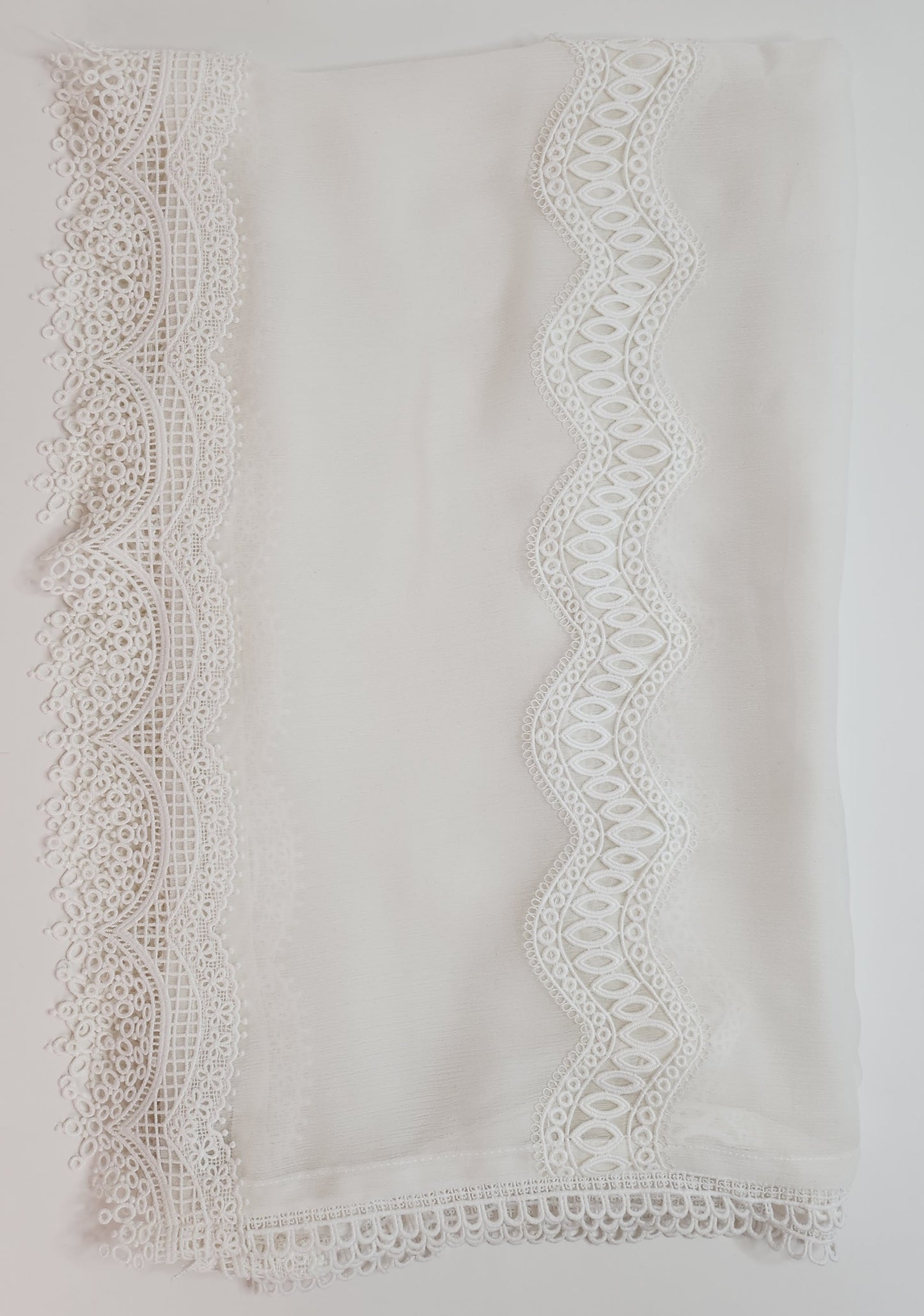 SABEEN MANEKIA - White Chiffon Dupatta with laces