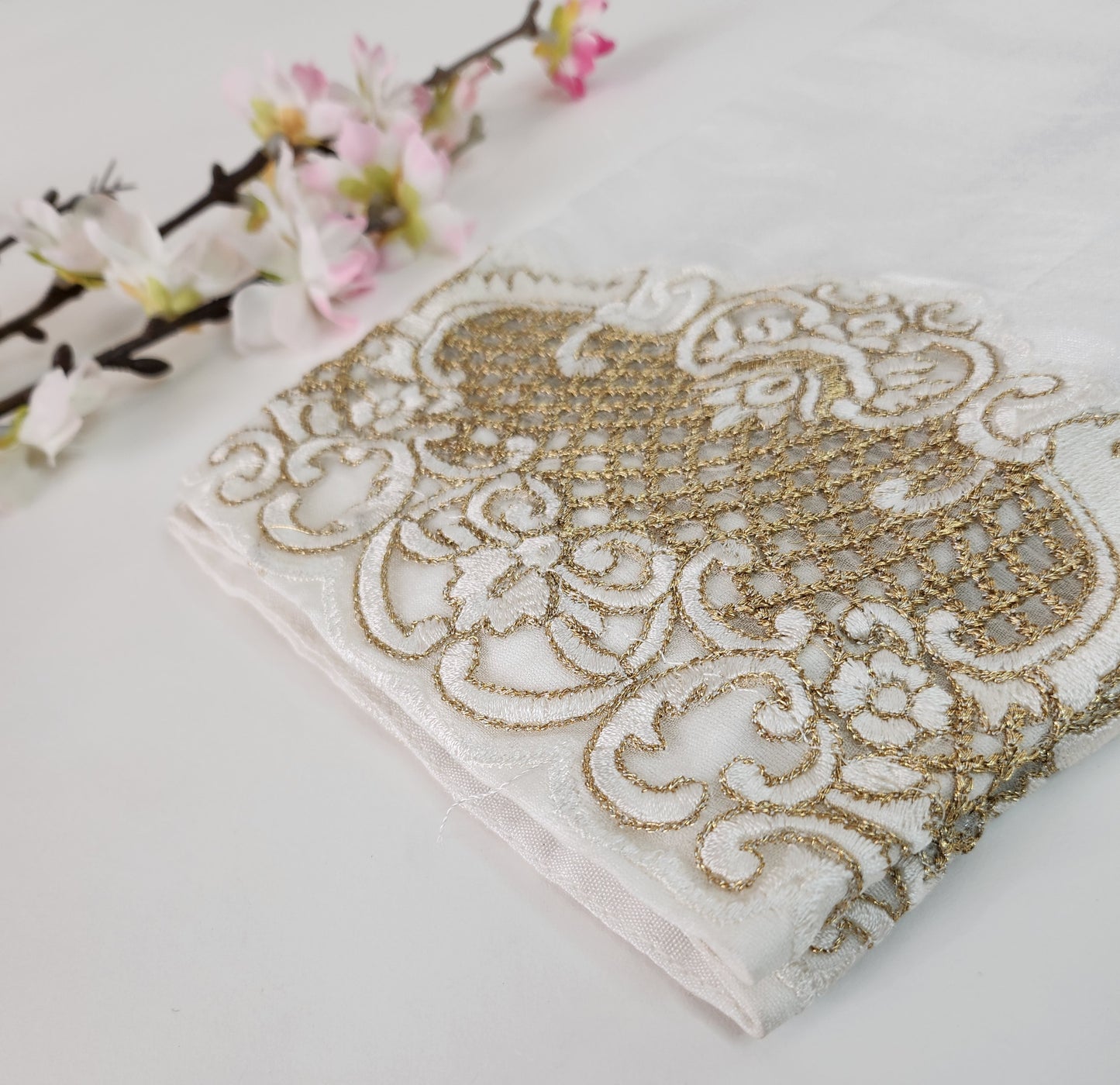 SABEEN MANEKIA- White with gold Embroidery Pants