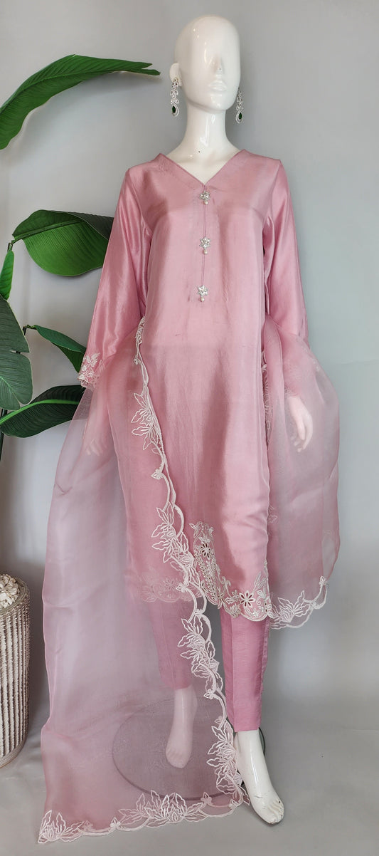 AYESHA MAHMOOD - Pink Raw Silk