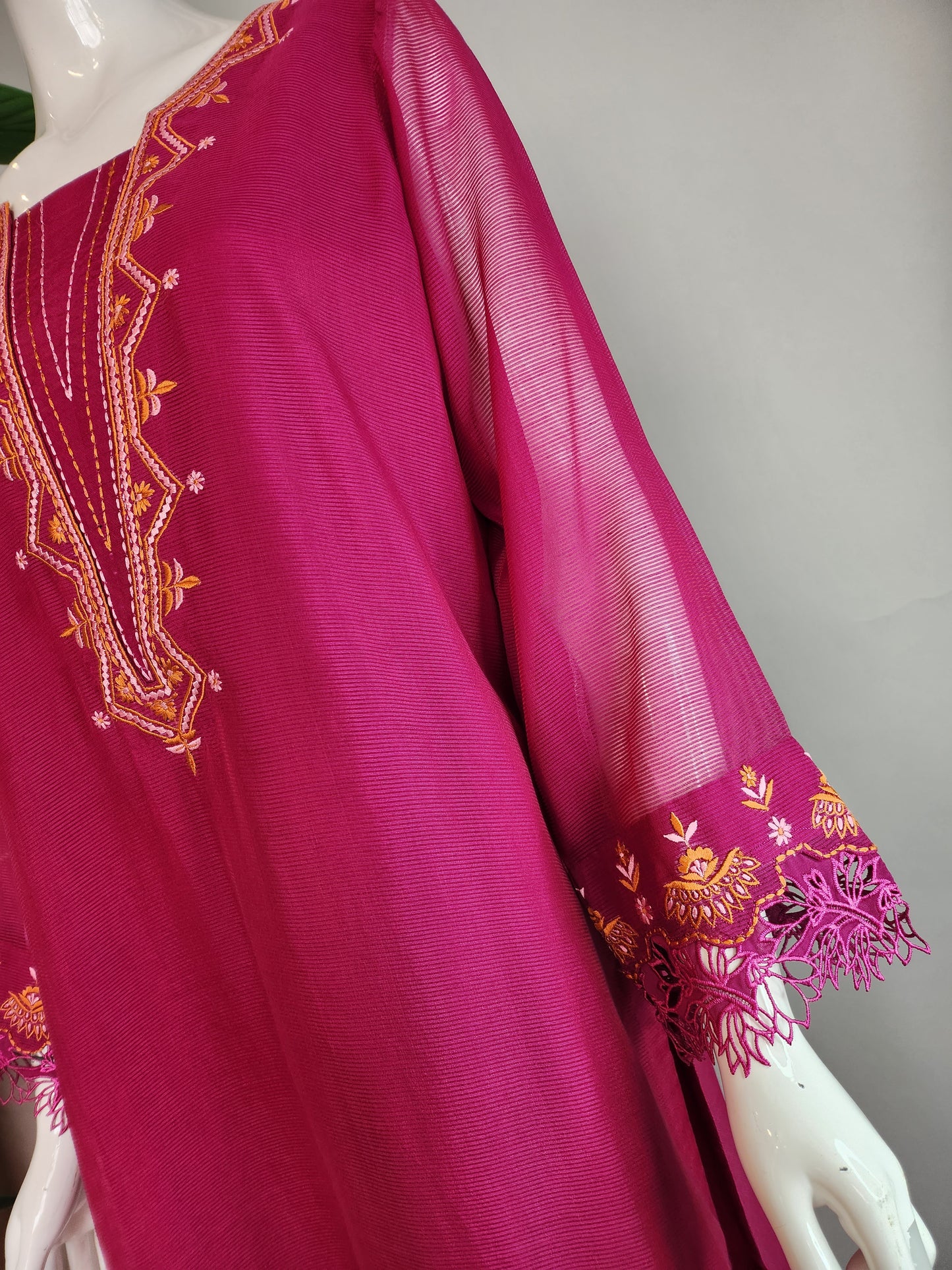 AISHA AHMED - Magenta Pink with Orange Dupatta