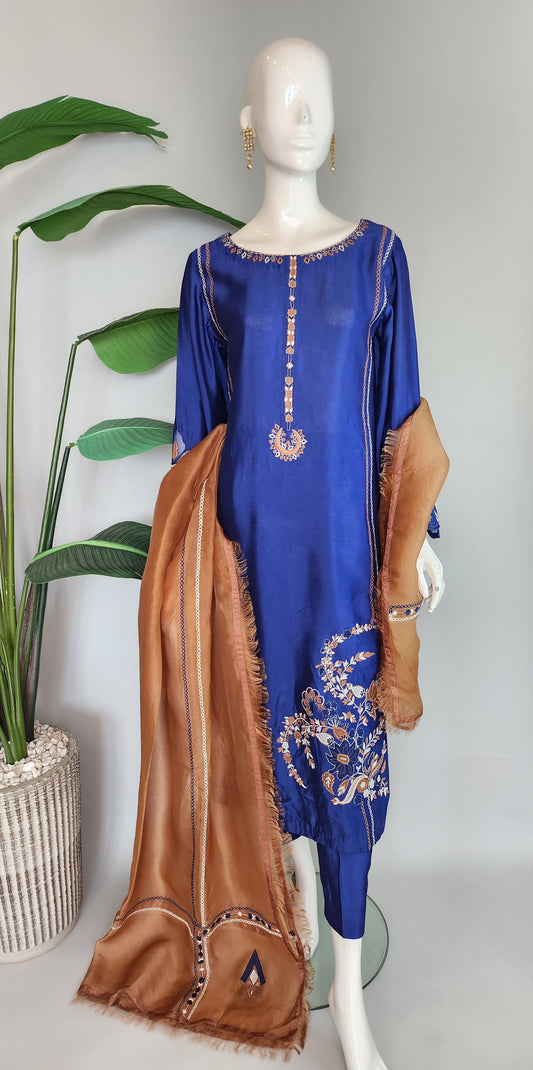 MAHOGANY - Blue with brown dupatta