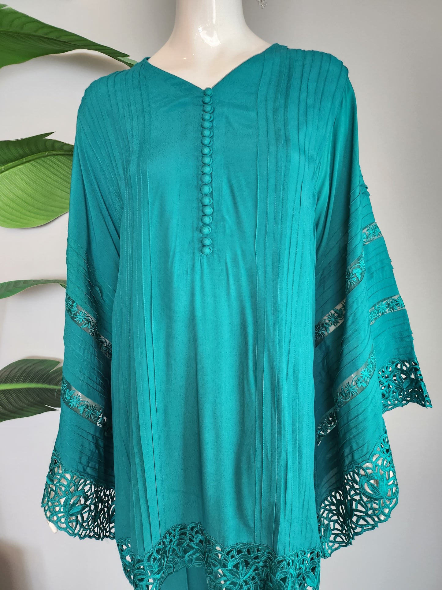 Wajeeha Ansari - Teal Green Cutwork