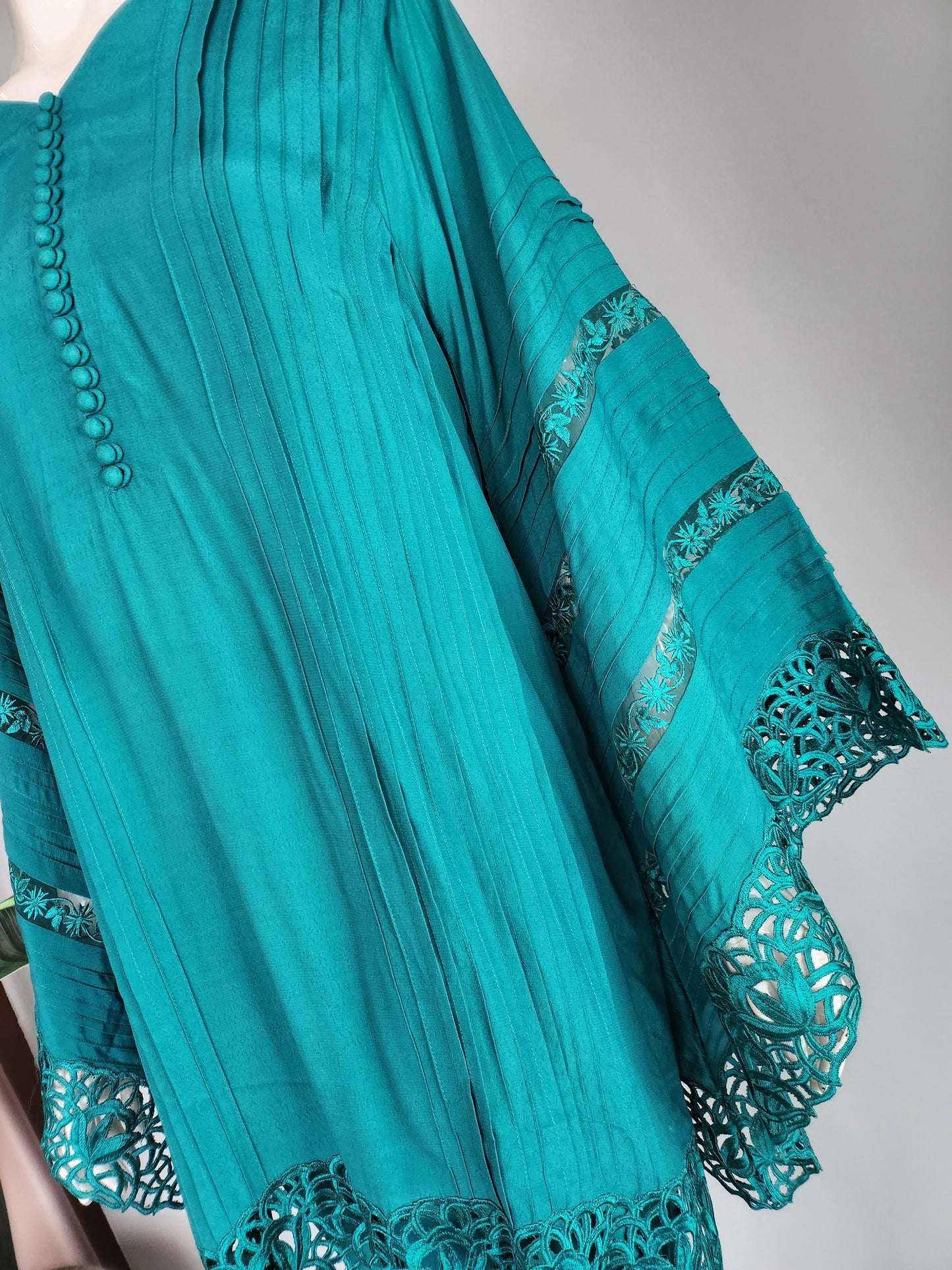 Wajeeha Ansari - Teal Green Cutwork