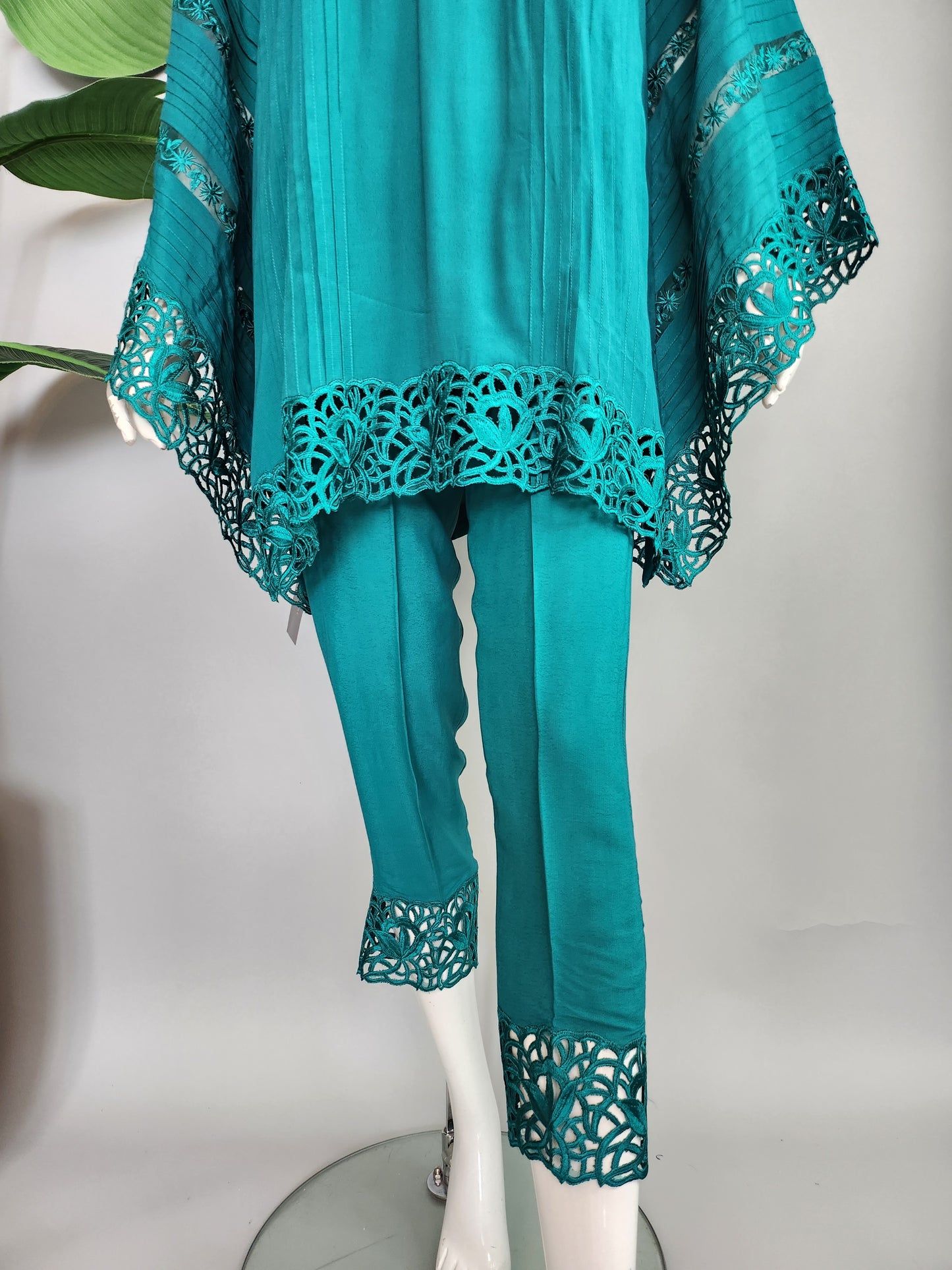 Wajeeha Ansari - Teal Green Cutwork