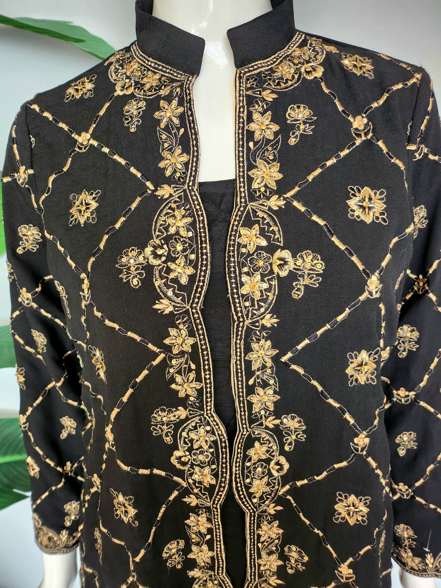 Wajeeha Ansari - Black Beige Jacket and Pants