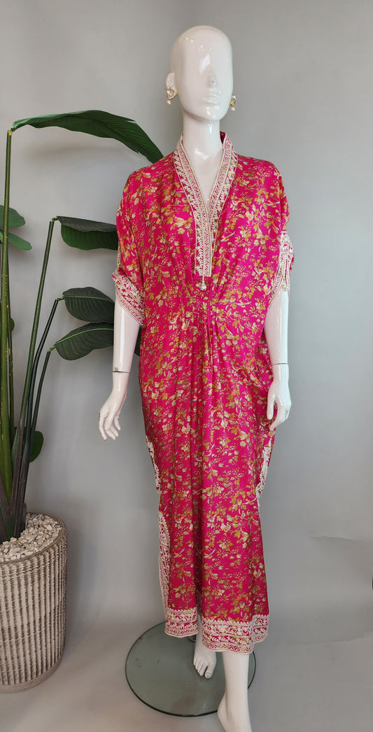 AMBREEN FARRUKH - Bright Pink Printed Kaftan