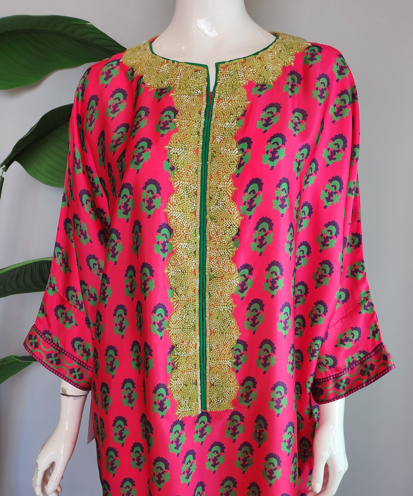 Wajeeha Ansari - Hot Pink Printed Kaftan