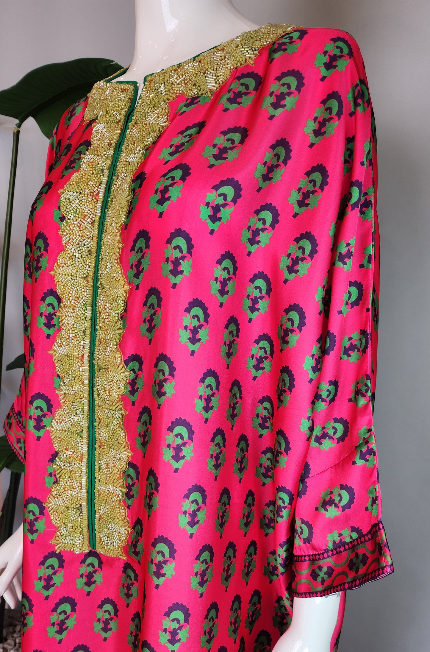 Wajeeha Ansari - Hot Pink Printed Kaftan