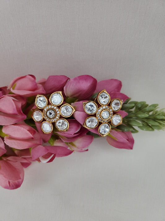 THE BUTTERFLY EFFECT - Kundan Flower Studs