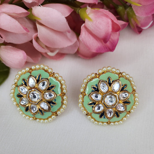 THE BUTTERFLY EFFECT - Light green kundan earrings