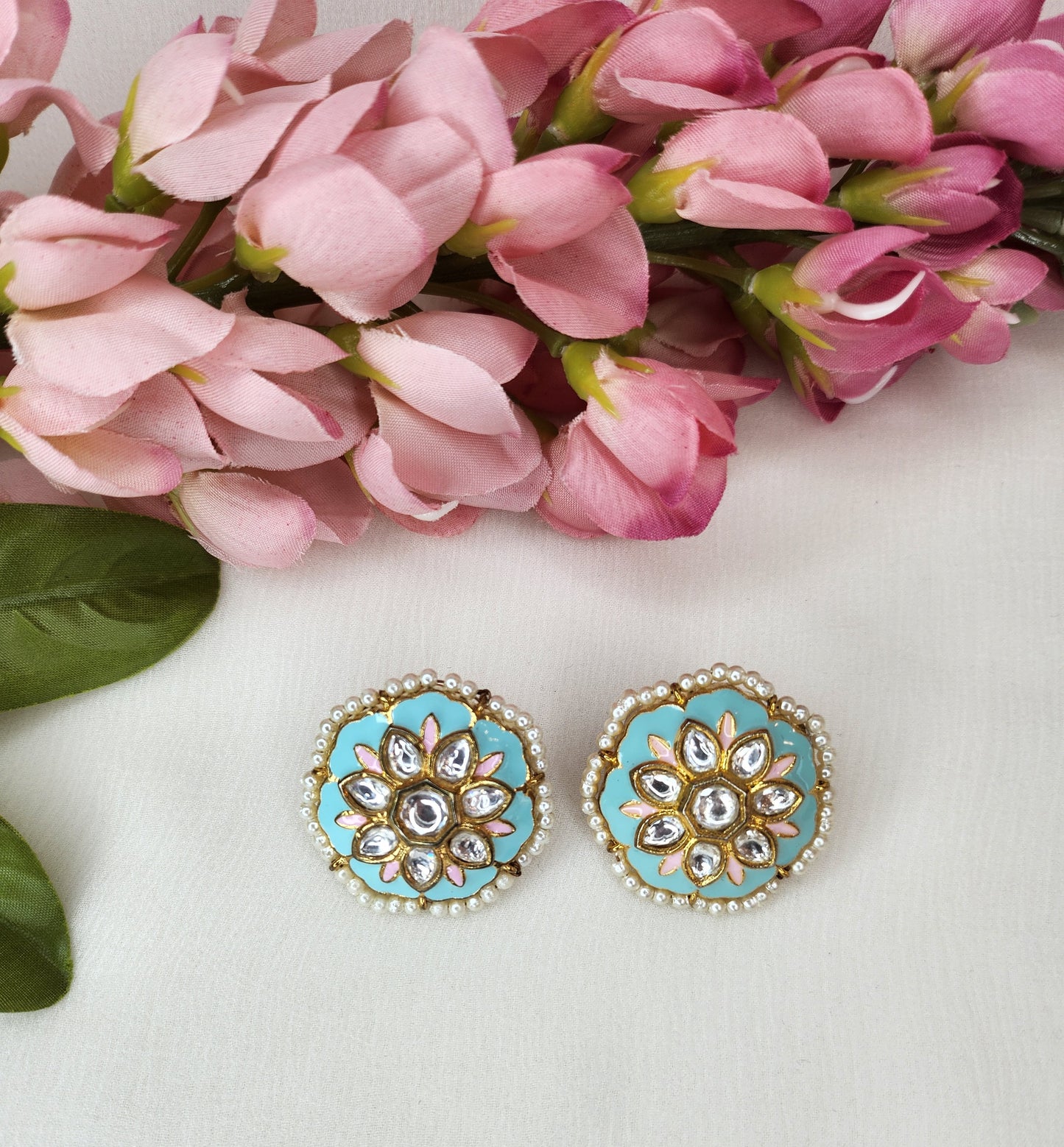 THE BUTTERFLY EFFECT - Light blue kundan earring