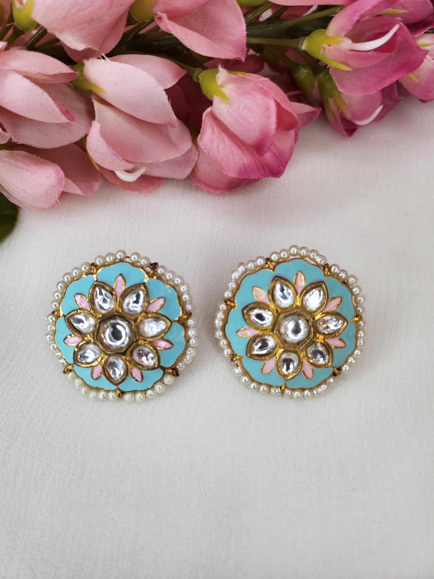 THE BUTTERFLY EFFECT - Light blue kundan earring