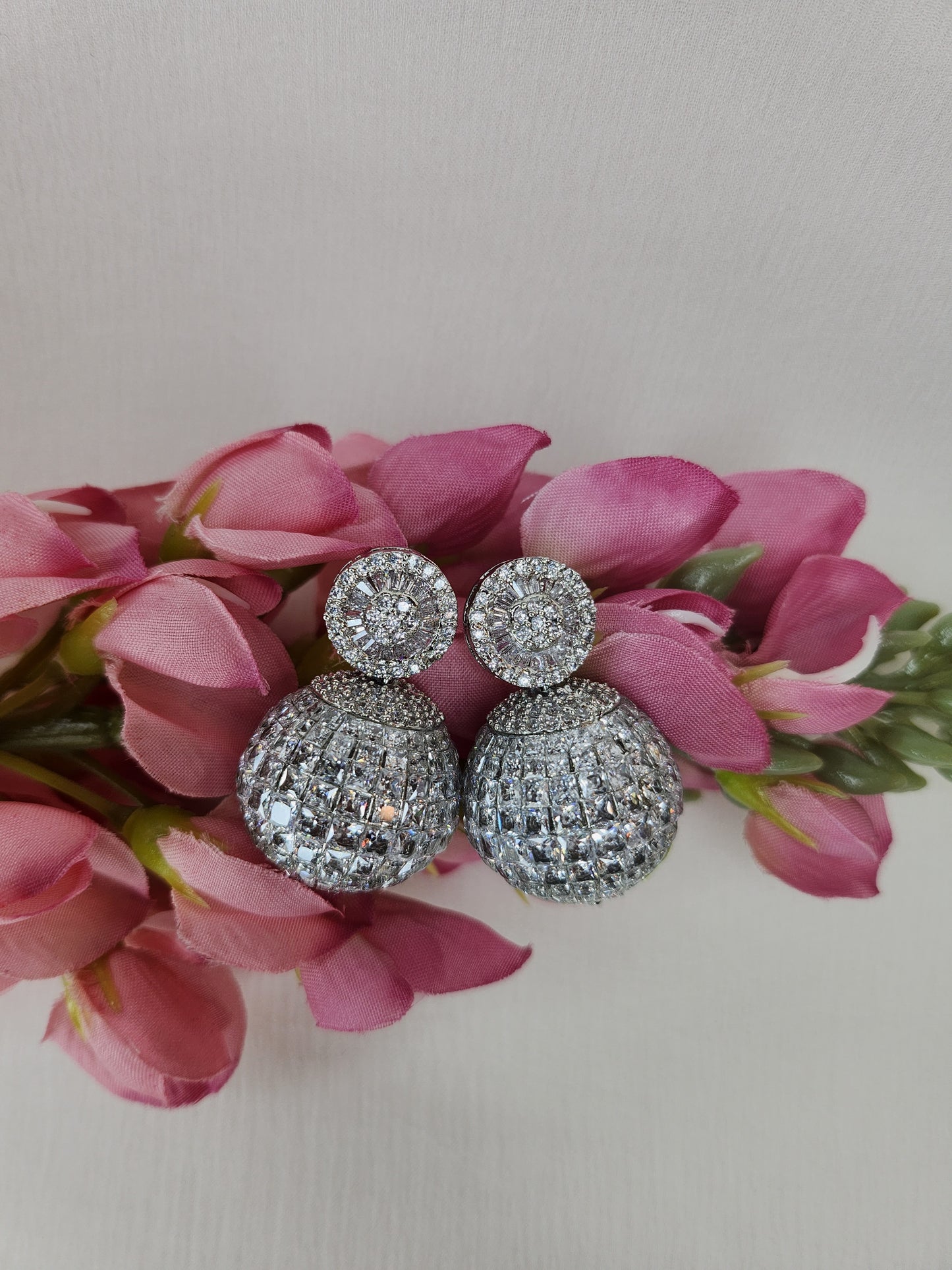 THE BUTTERFLY EFFECT - Disco Ball Shape Earrings with zircon stone