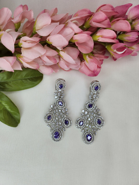 THE BUTTERFLY EFFECT - Chandelier Shape Earrings with purple and zircon stone