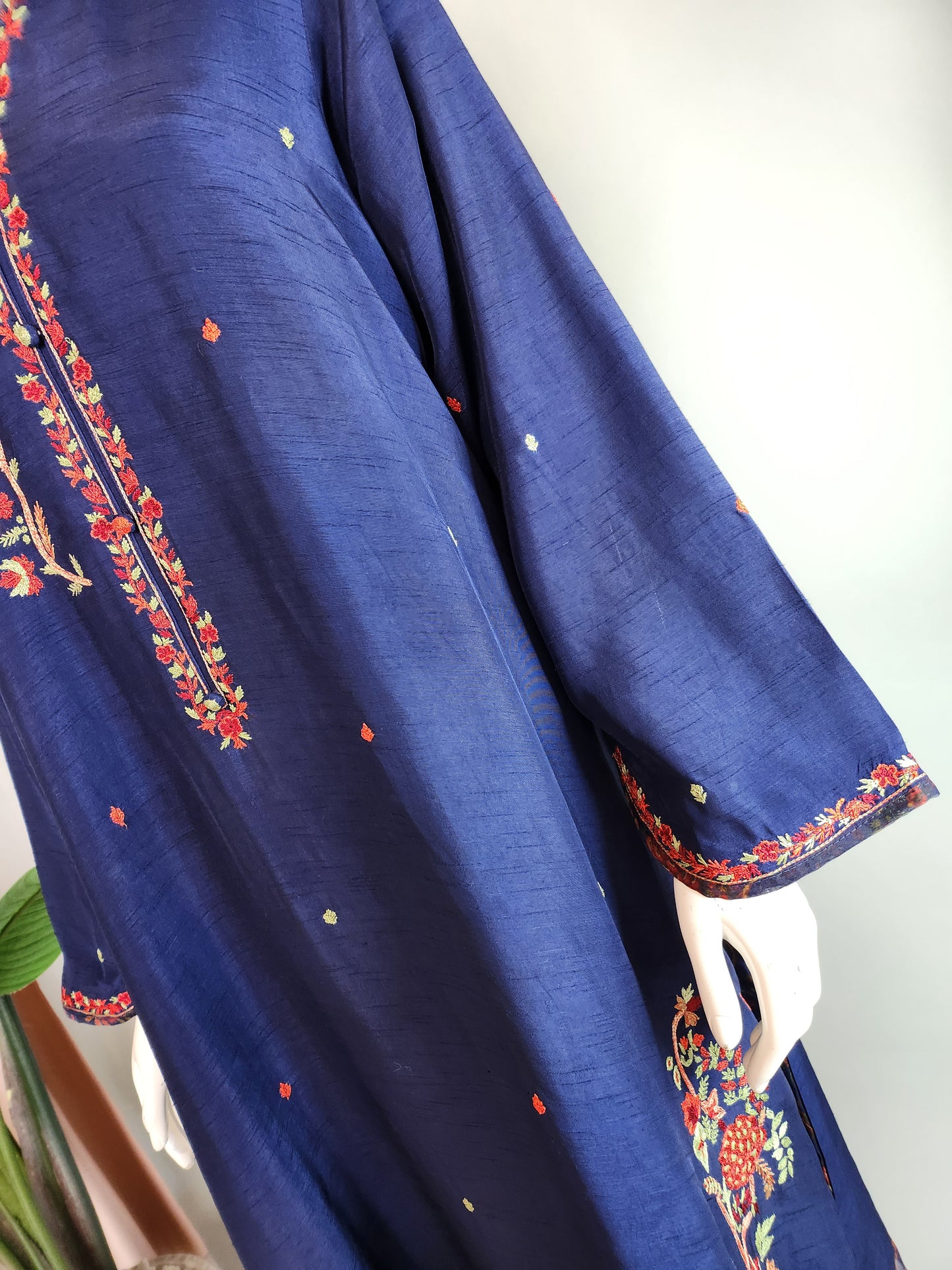 SABEEN MANEKIA - Navy Blue with Printed organza embroidery