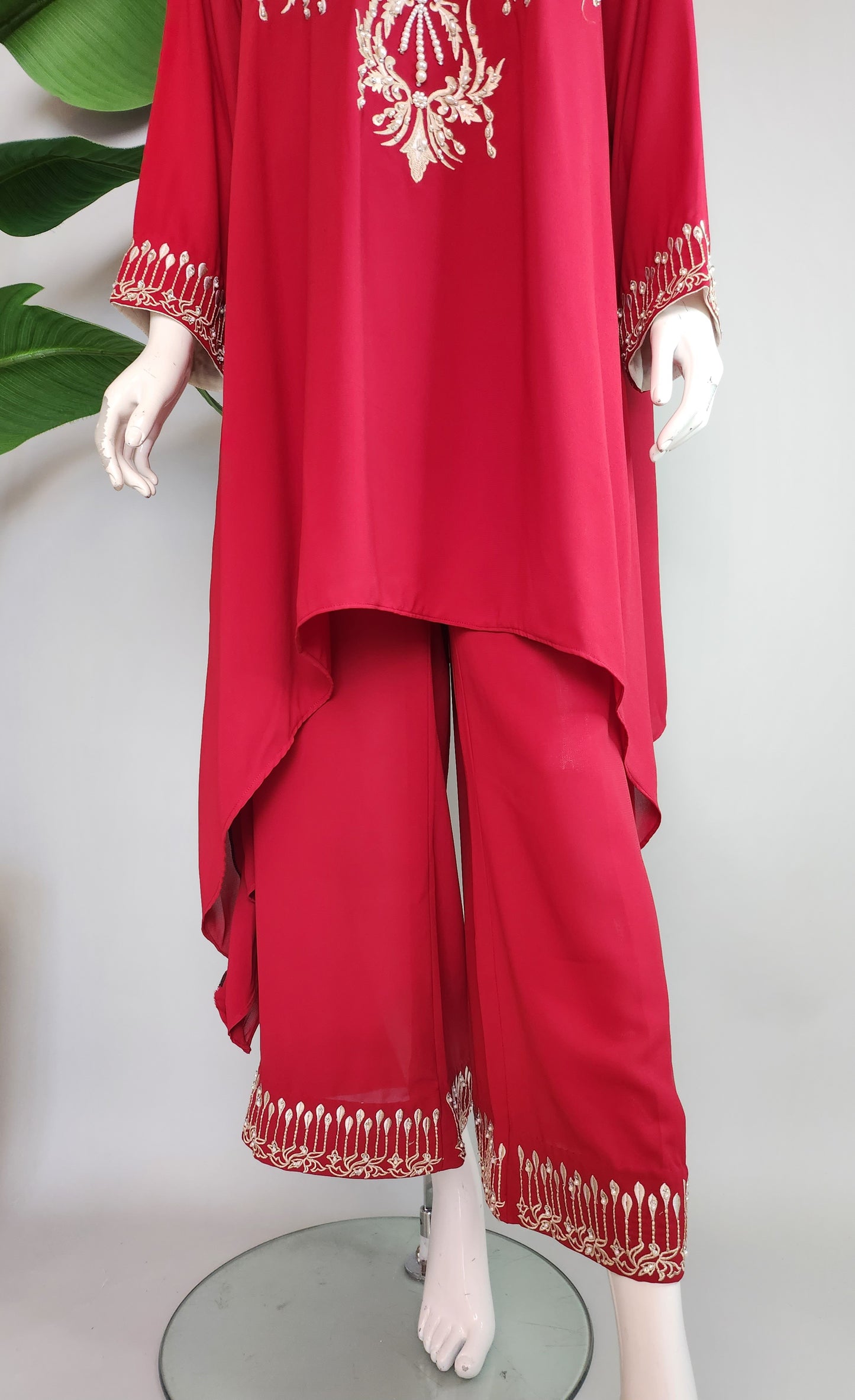 SABEEN MANEKIA - Red with off white embroidery