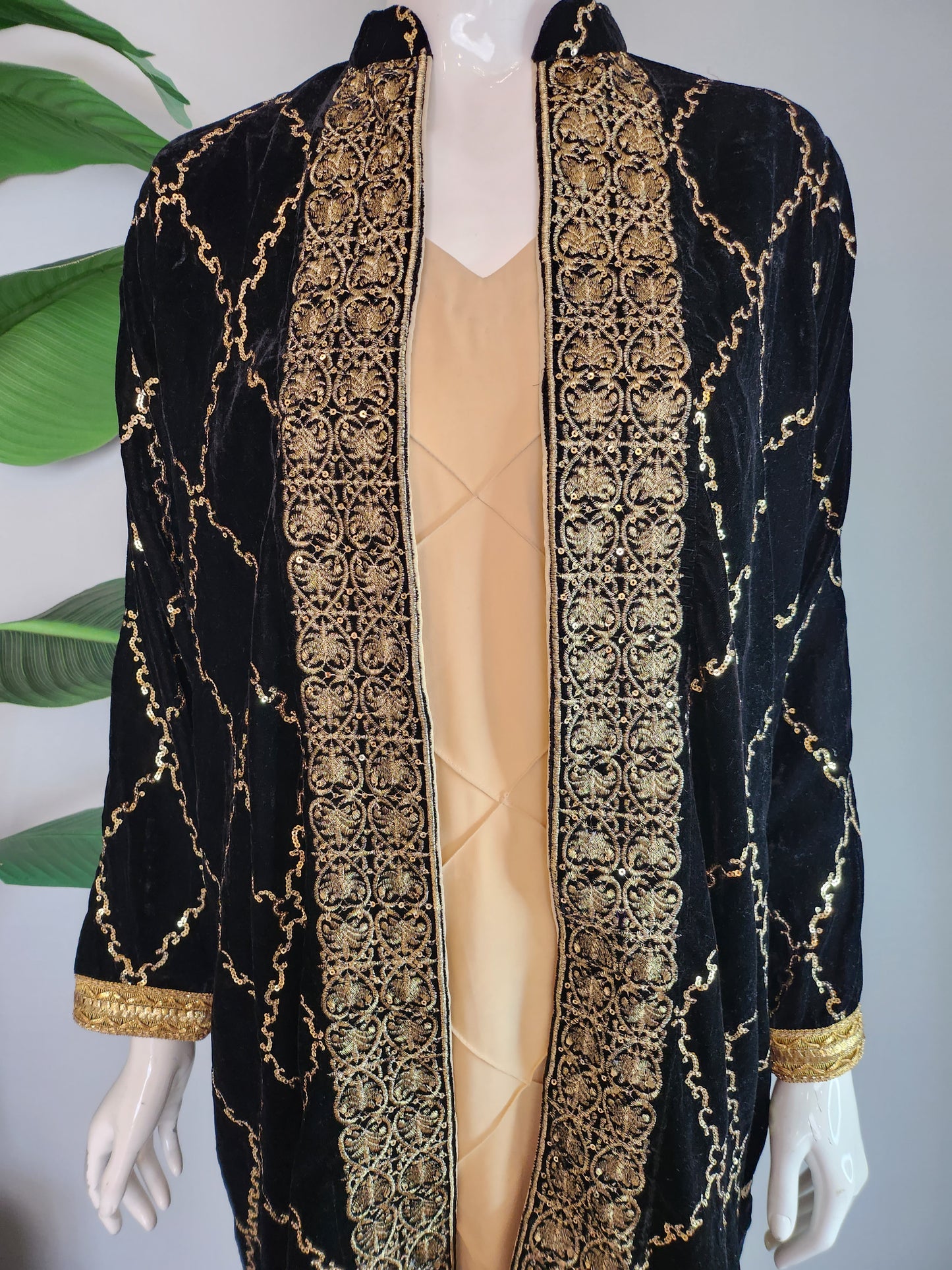 SABEEN MANEKIA - Black Velvet Jacket with gold embroidery