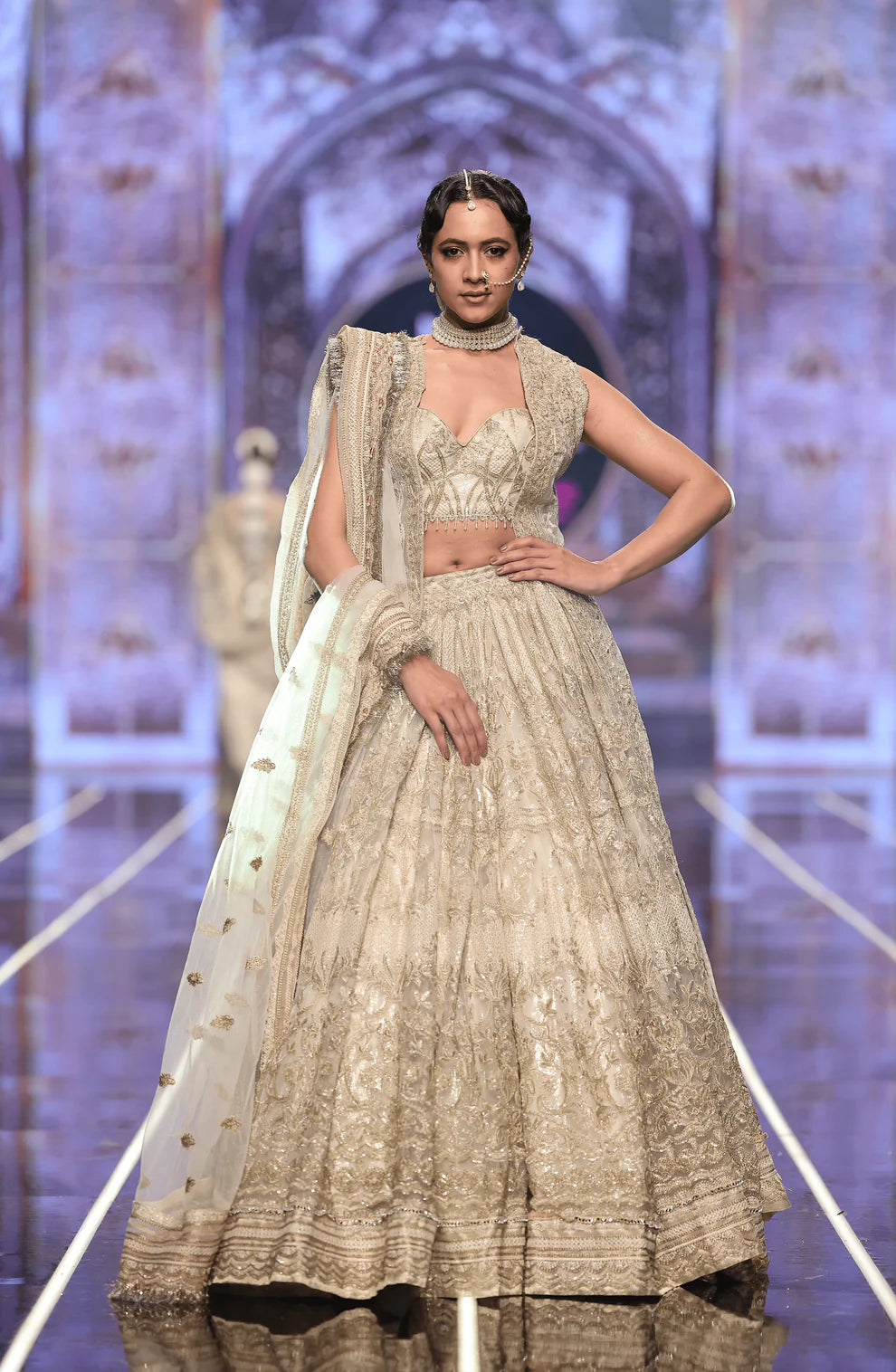 HSY - Net Lehenga Choli With Tabard