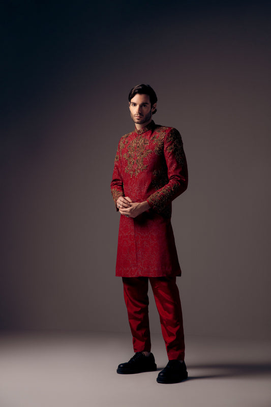 HSY- Dark Red Sherwani (Menswear)