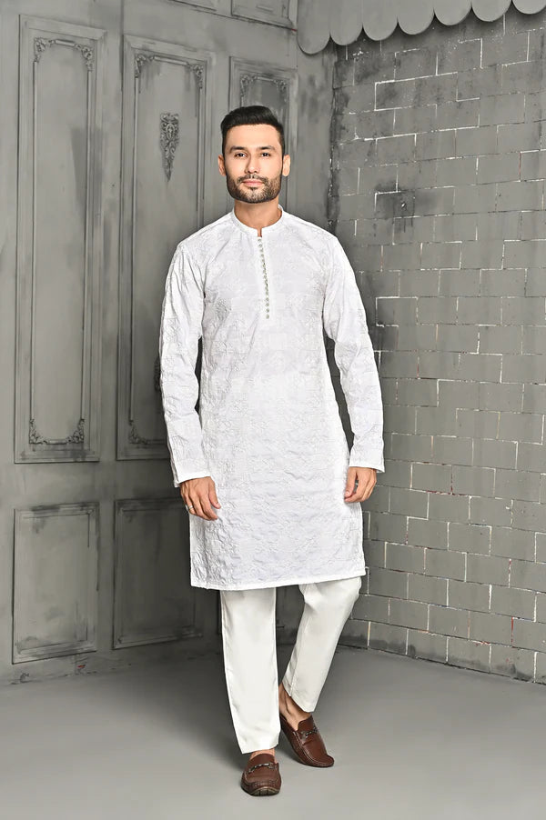 KUNZUL CHANNAR & MENSWEAR - White Emb