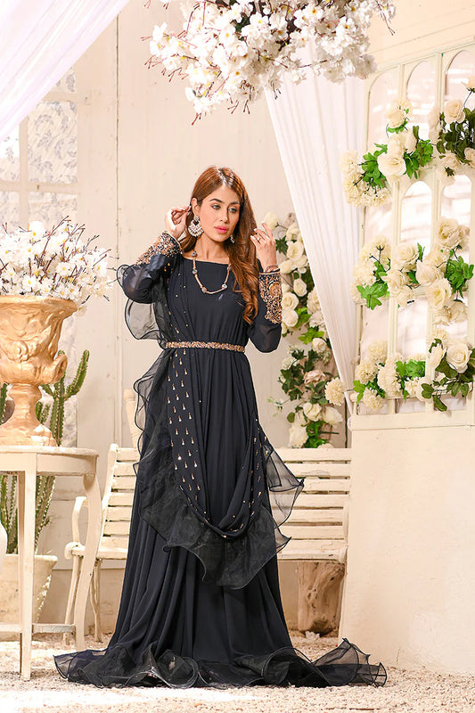 Hafsa Malik - Navy Blue Saree